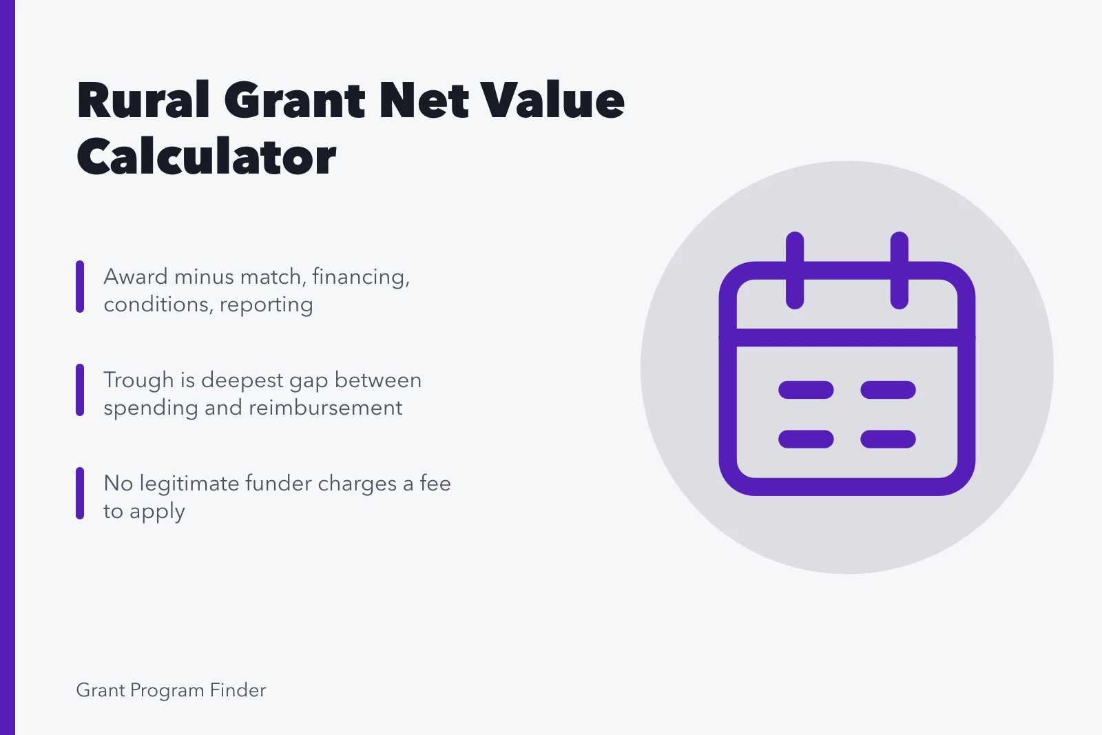 Calculator icon for rural business grant net value. Rural business grant calculator: working out the real award value