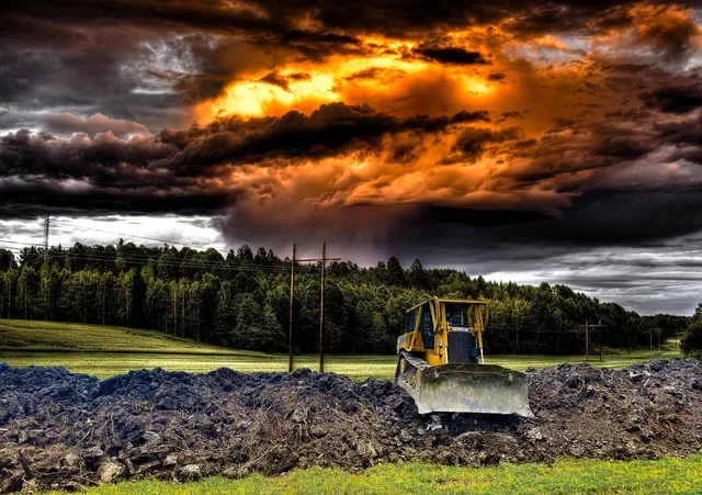 bulldozer, work, dramatic, cloud's, nature, outdoors, landscape, dirt, soil, power lines, rural, construction, equipment, caterpillar, bulldozer, bulldozer, bulldozer, bulldozer, bulldozer. How USDA Rural Development Grants Work in the Great Plains