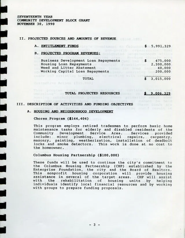 City of Columbus application for Seventeenth Year Community Development Block Grant outlining objectives and proposed use of federal funds. How to think about veteran business grants comparison